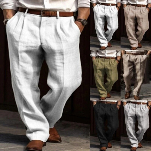 Herren baumwolle leinen hose - herren,
