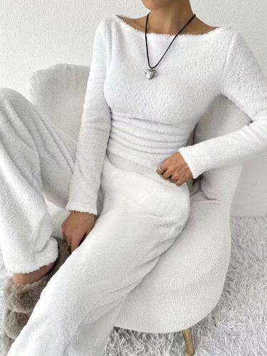 Damen schlafanzug fleece cozy - schlafanzug,
